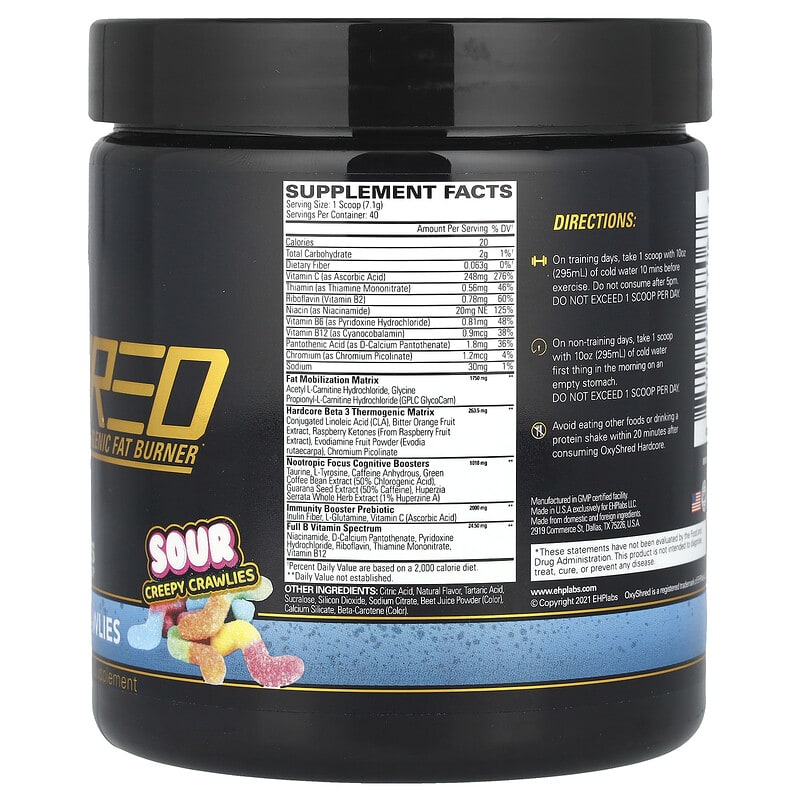 OxyShred Hardcore, Thermogenic Fat Burner, Sour Creepy Crawlies, 10.02 oz (284 g)