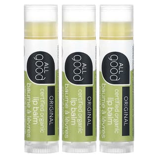All Good Products, Organic Lip Balm, Original, 3 Pack, 0.15 oz (4.2 g) Each