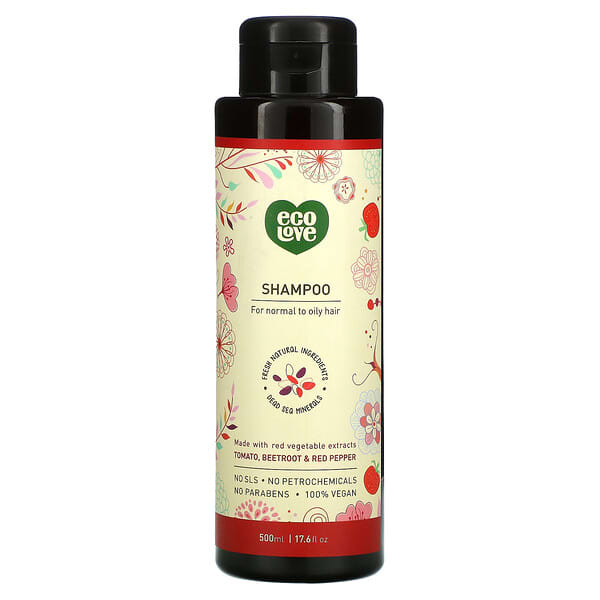 Eco Love, Shampoo, Tomate, Rote Beete und roter Pfeffer, 500 ml (17,6 fl. oz.)