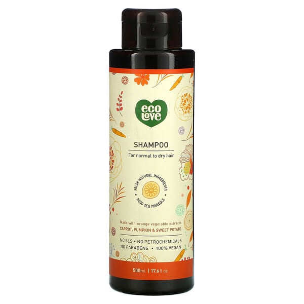 Eco Love, Shampoo, Para Cabelos Normais a Secos, Cenoura, Abóbora e Batata-Doce, 500 ml (17,6 fl oz)
