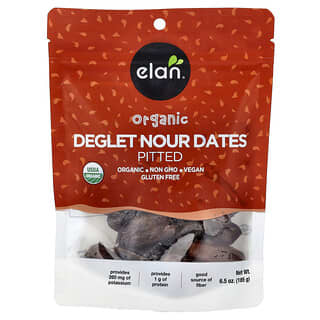 Elan, Organic Deglet Nour Dates, Pitted, 6.5 oz (185 g)