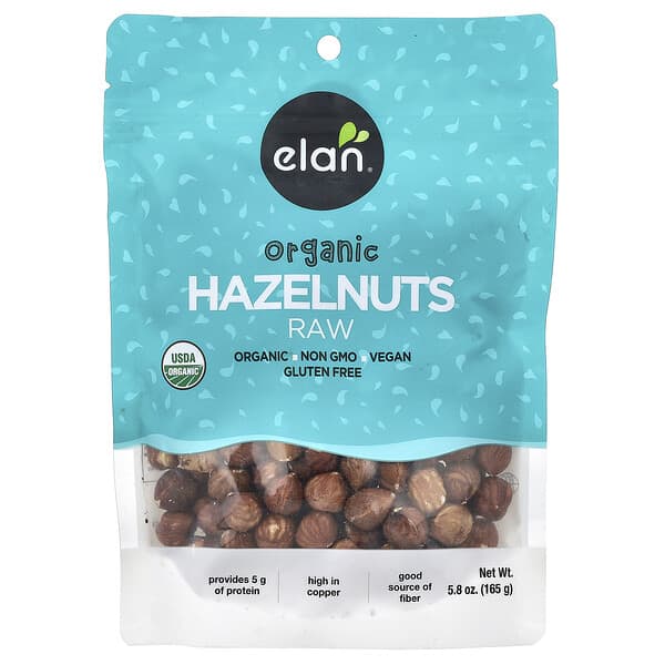 Elan, Organic Hazelnuts, Raw, 5.8 oz (165 g)