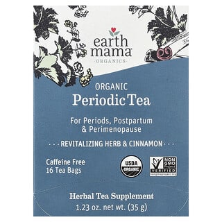 Earth Mama, Organics, Té periódico periódico orgánico, Hierbas revitalizantes y canela, Sin cafeína, 16 bolsitas de té, 35 g (1,23 oz)