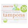 Organic Cotton Tampons, Non-Applicator, Super, 20 Tampons