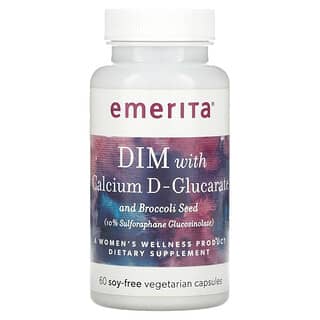 Emerita, ديندوليمثان مع دي جلوكوريت الكالسيوم وبذور البروكلي، 60 كبسولة نباتية خالية من الصويا