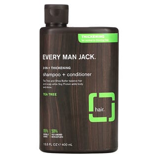 Every Man Jack, Champú y acondicionador espesante 2 en 1, Para cabello normal a debilitado, Árbol del té`` 400 ml (13,5 oz. Líq.)