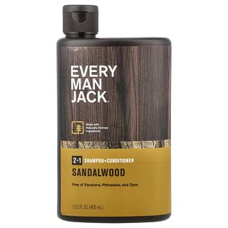Every Man Jack, 2-in-1 Shampoo & Conditioner, Sandalwood, 13.5 fl oz (400 ml)