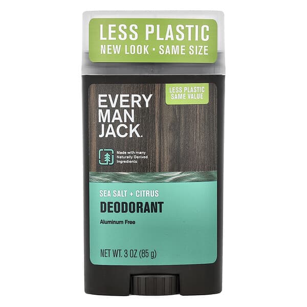 Every Man Jack, 데오드란트, 알루미늄 무함유, 바다 소금 + 시트러스, 85g(3oz)