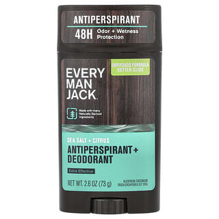 Every Man Jack, Antitranspirante y desodorante, Sal marina y cítricos, 73 g (2,6 oz)