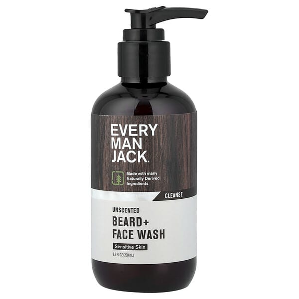 Every Man Jack, 턱수염 및 세안용 워시, 민감성 피부, 무향, 200ml(6.7fl oz)