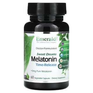 Emerald Laboratories, Bons Sonhos, Melatonina, Liberação Temporizada, 3 mg, 60 Cápsulas Vegetais