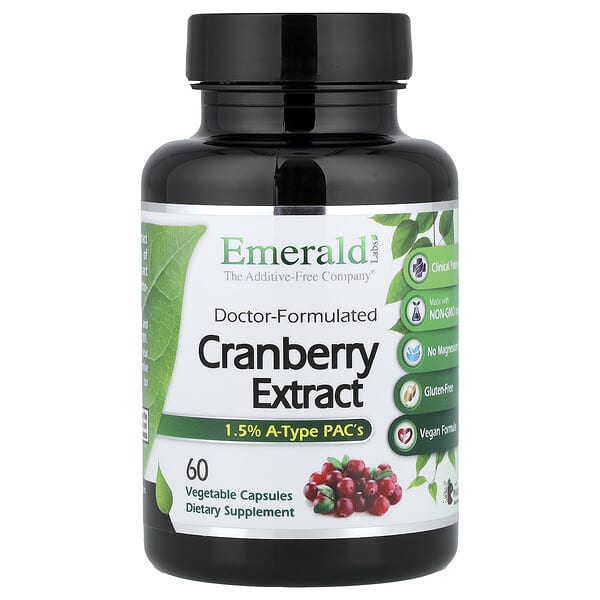 Emerald Laboratories, Ekstrak Cranberry, 60 Kapsul Sayuran