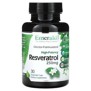 Emerald Laboratories, Resveratrol, 250 mg, 30 Cápsulas Vegetais