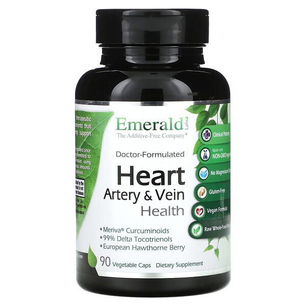 Emerald Laboratories, 心臟動脈和靜脈健康素食膠囊，90 粒