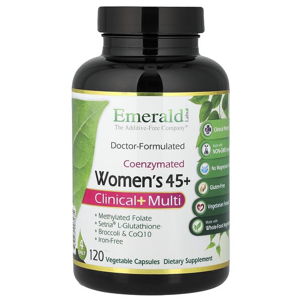 Emerald Laboratories, 코엔자임메이티드 우먼스 45+, 클리니컬 + 멀티, 베지 캡슐 120정