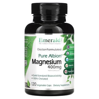 Emerald Laboratories, Magnésium Albion pur, 400 mg, 120 capsules végétales (100 mg par capsule)