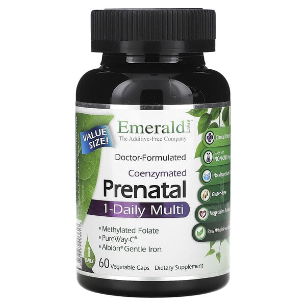 Emerald Laboratories‏, CoEnzymated Prenatal 1-Daily Multi, 60 Vegetable Caps