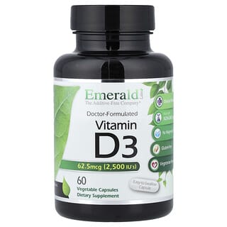 Emerald Laboratories, Vitamina D3, 2.500 UI, 60 Cápsulas Vegetais