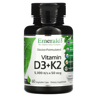 Emerald Laboratories, Витамин D3 и K2, 60 растительных капсул