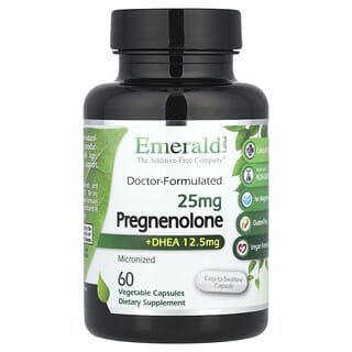 Emerald Laboratories, Pregnenolon + DHEA, 60 rostlinných kapslí