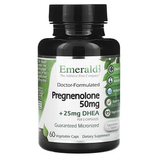 Emerald Laboratories, Прегненолон + ДГЭА, 25 мг, 60 растительных капсул
