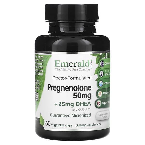 Emerald Laboratories‏, Pregnenolone + DHEA, 25 mg, 60 Vegetable Caps