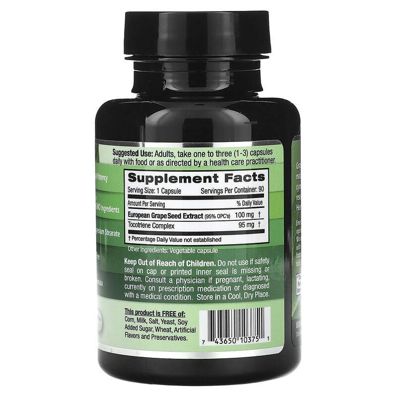 European Grape Seed Extract, 90 Vegetable Caps