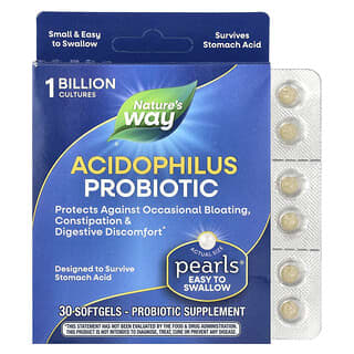 Nature's Way, Acidophilus Probiotic Pearls, probiotische Perlen, 1 Milliarde KBE, 30 Weichkapseln