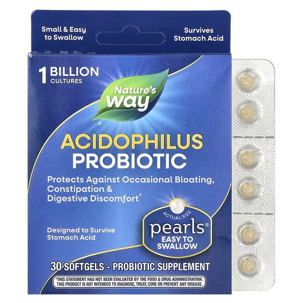 Nature's Way Acidophilus Probiotic Pearls, 1 Billion CFU, 30 Softgels