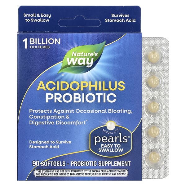 Nature's Way Acidophilus Probiotic Pearls, 1 Billion CFU, 90 Softgels