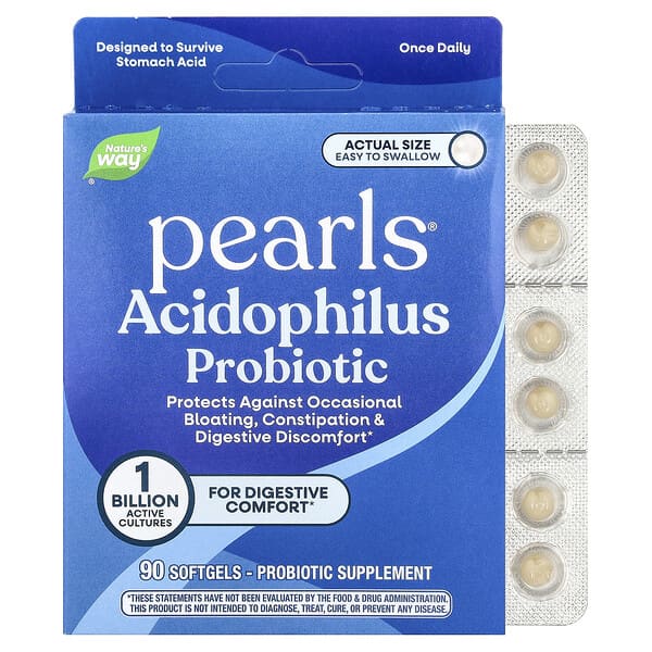 Nature's Way, Pearls®, Acidophilus Probiotic, 1 Billion CFU, 90 Softgels — product photo 1
