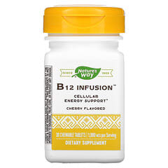 Nature's Way, Infusión de vitamina B12, Cereza, 1000 mcg, 30 comprimidos masticables (Producto descontinuado) 