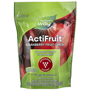 ناتشرز واي‏, ActiFruit ™ ، علكات قابلة للمضغ من ثمار التوت البري ، 500 ملجم ، 20 قطعة قابلة للمضغ