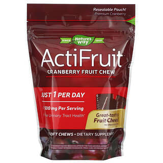Nature's Way, ActiFruit, Masticable de fruto de arándano rojo, 500 mg, 20 comprimidos masticables blandos