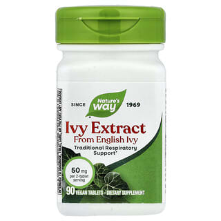 Nature's Way, Extracto de hiedra, 90 comprimidos veganos (25 mg por comprimido)