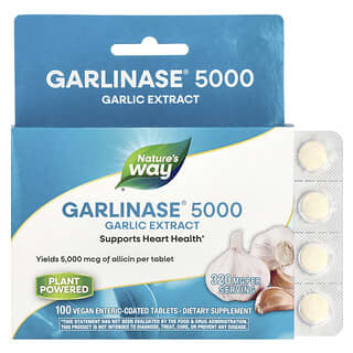 Nature's Way, Garlinase 5000, 320 мг, 100 таблеток, покрытых желудочно-резистентной оболочкой