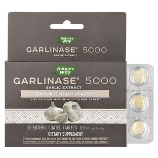 Nature's Way, гарлиназа 5000, 320 мг, 30 таблеток, покрытых кишечнорастворимой оболочкой