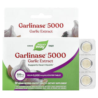 Nature's Way, Garlinase® 5000, Garlic Extract, 320 mg, 30 Vegan Enteric-Coated Tablets