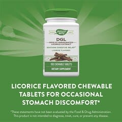 Nature's Way, DGL, Deglycyrrhizinated Licorice Extract, Licorice Flavored, 100 Chewable Tablets