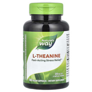 Nature's Way, L-теанин, 200 мг, 180 веганских капсул (100 мг на капсулу)