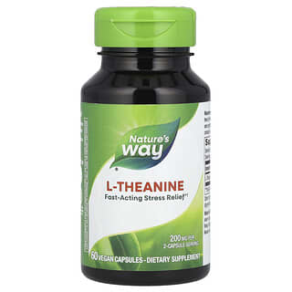 Nature's Way, L-teanina, 200 mg, 60 cápsulas veganas (100 mg por cápsula)