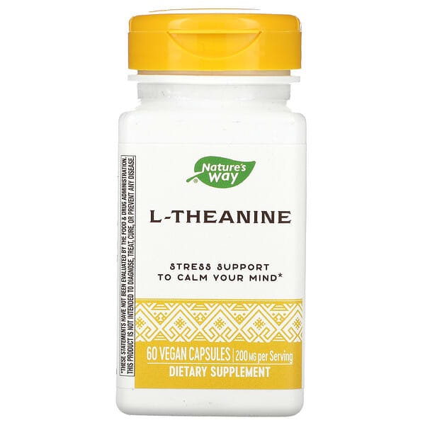 Nature's Way, L-Theanine, 200 mg, 60 Vegan Capsules (100 mg per Capsule)