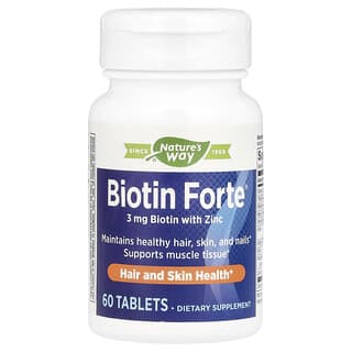 Nature's Way, Biotin Forte® 含鋅生物維生素，3 毫克，60 片裝