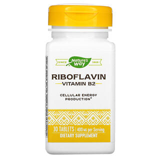 Nature's Way, Riboflavine Vitamine B2, 400 mg, 30 comprimés