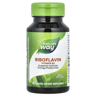 Nature's Way, Riboflavina, Vitamina B2, 400 mg, 30 comprimidos