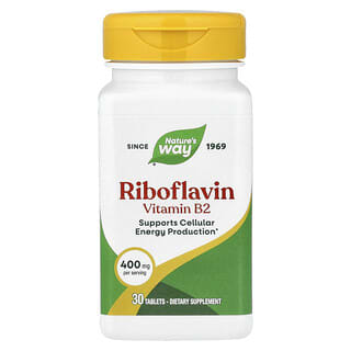 Nature's Way, Riboflavina, Vitamina B2, 400 mg, 30 comprimidos