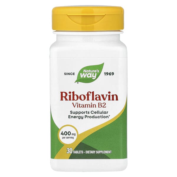 Nature's Way Riboflavin Vitamin B2, 400 mg, 30 Tablets