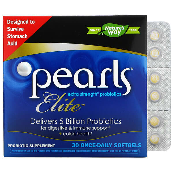 Nature's Way, Pearls Elite, extra starke Probiotika, 30 Kapseln einmal täglich
