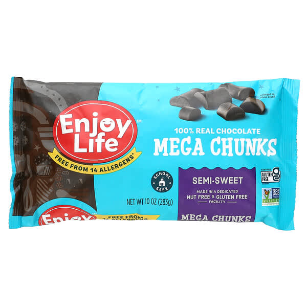 Enjoy Life Foods, Mega Chunks 巧克力，S半甜，10 盎司（283 克）