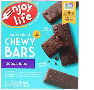 Enjoy Life Foods, Soft Baked Chewy Bars, Cocoa Loco, 5 Bars, 1.15 oz (33 g) Each